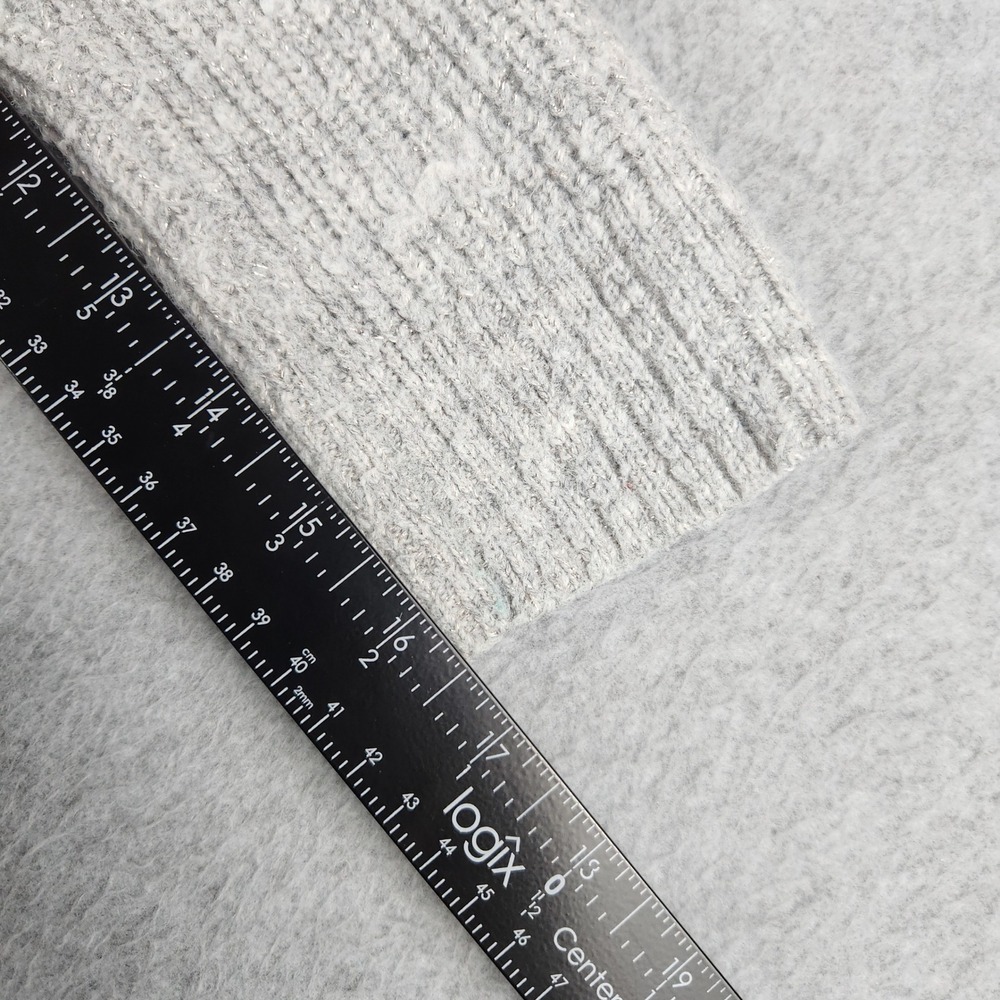 SO Sweater Girls L 10/12 Gray Shimmer Ribbed Knit Long Sleeve Crew Neck Pullover - Picture 6 of 8